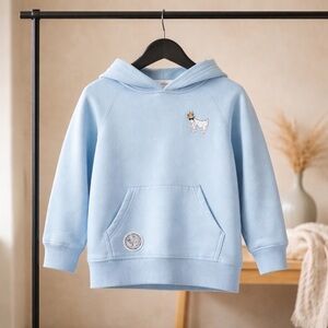 Light Blue Kids Hoodie with Embroidered Dog